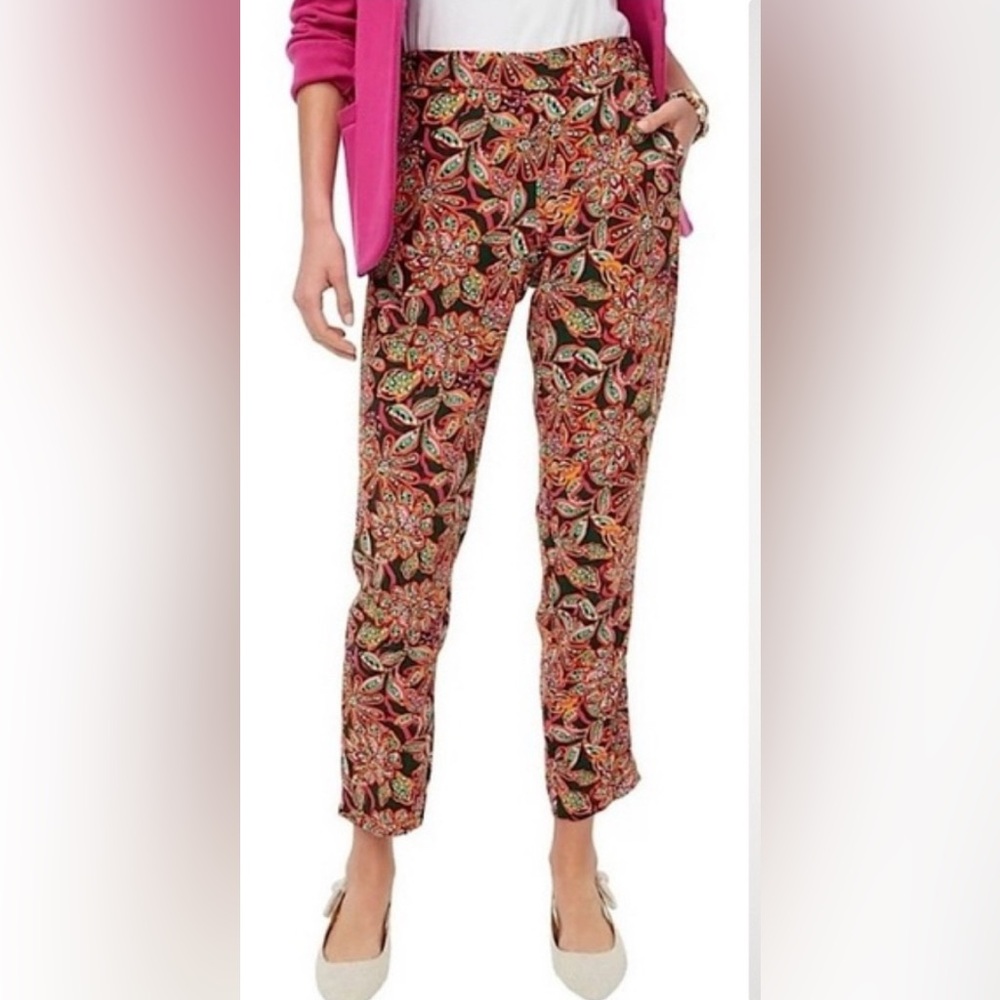 Women’s J.Crew High Waist Jamie Pant Floral Print Size 8 Ankle With Pockets - Picture 5 of 11